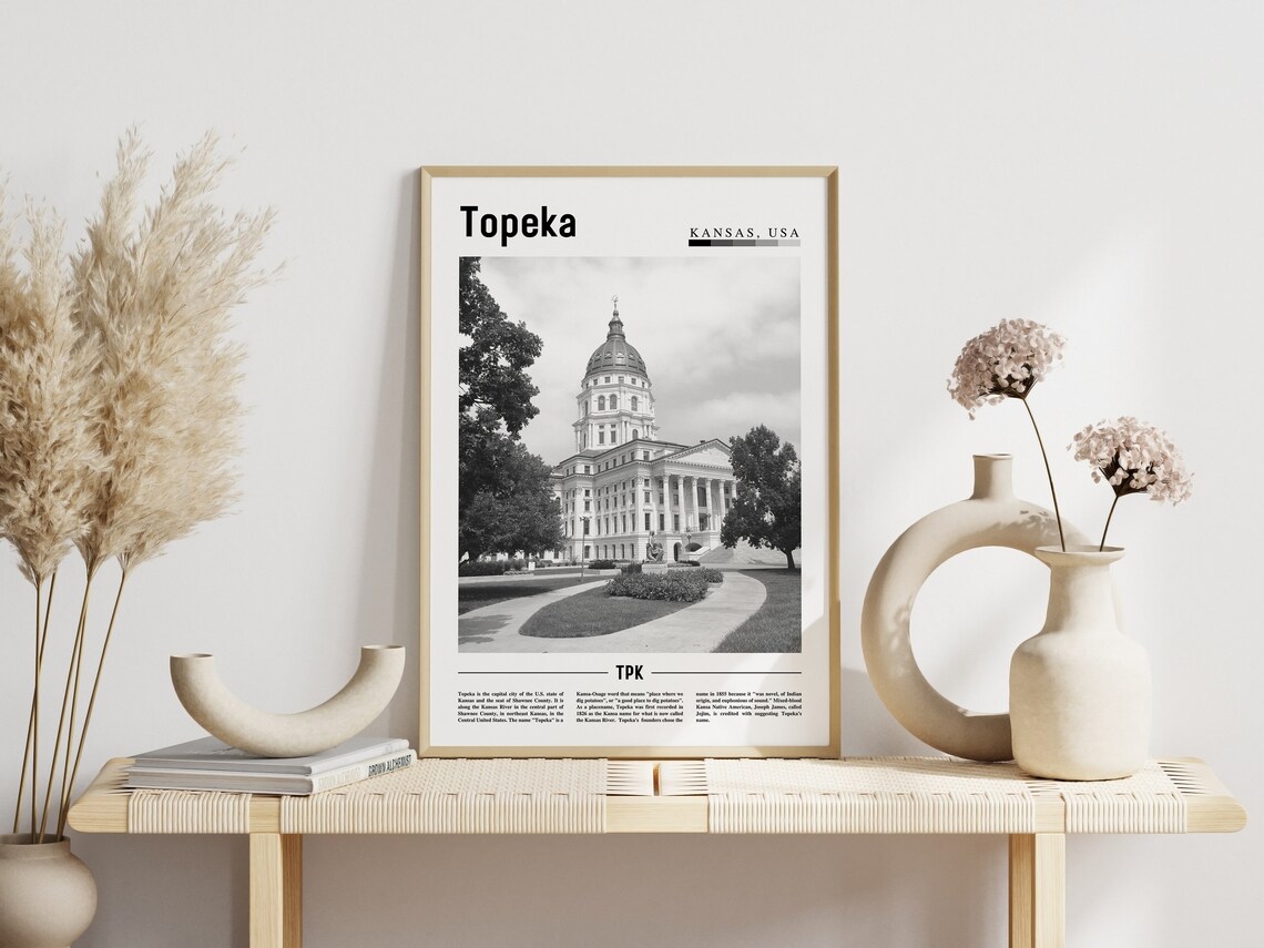 Topeka Kansas State Capitol Black And White Historic Photo Poster - Image 3