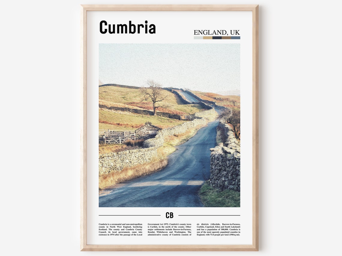 Cumbria Print Cumbria Poster Cumbria Wall Art Minimal Travel Print Minimal City Poster Travel Destination Print Oil Painting Poster