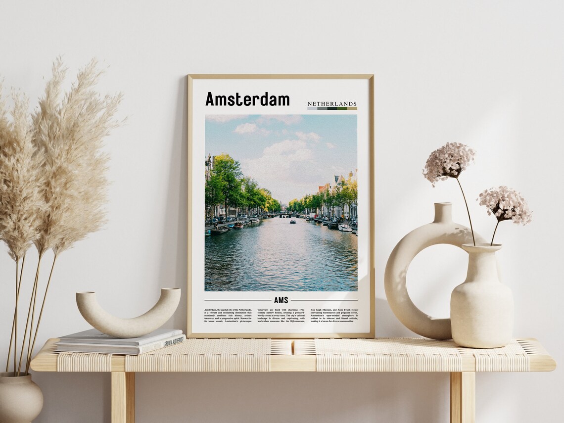Amsterdam Netherlands Canal Houses Travel Photography City Poster - Image 3