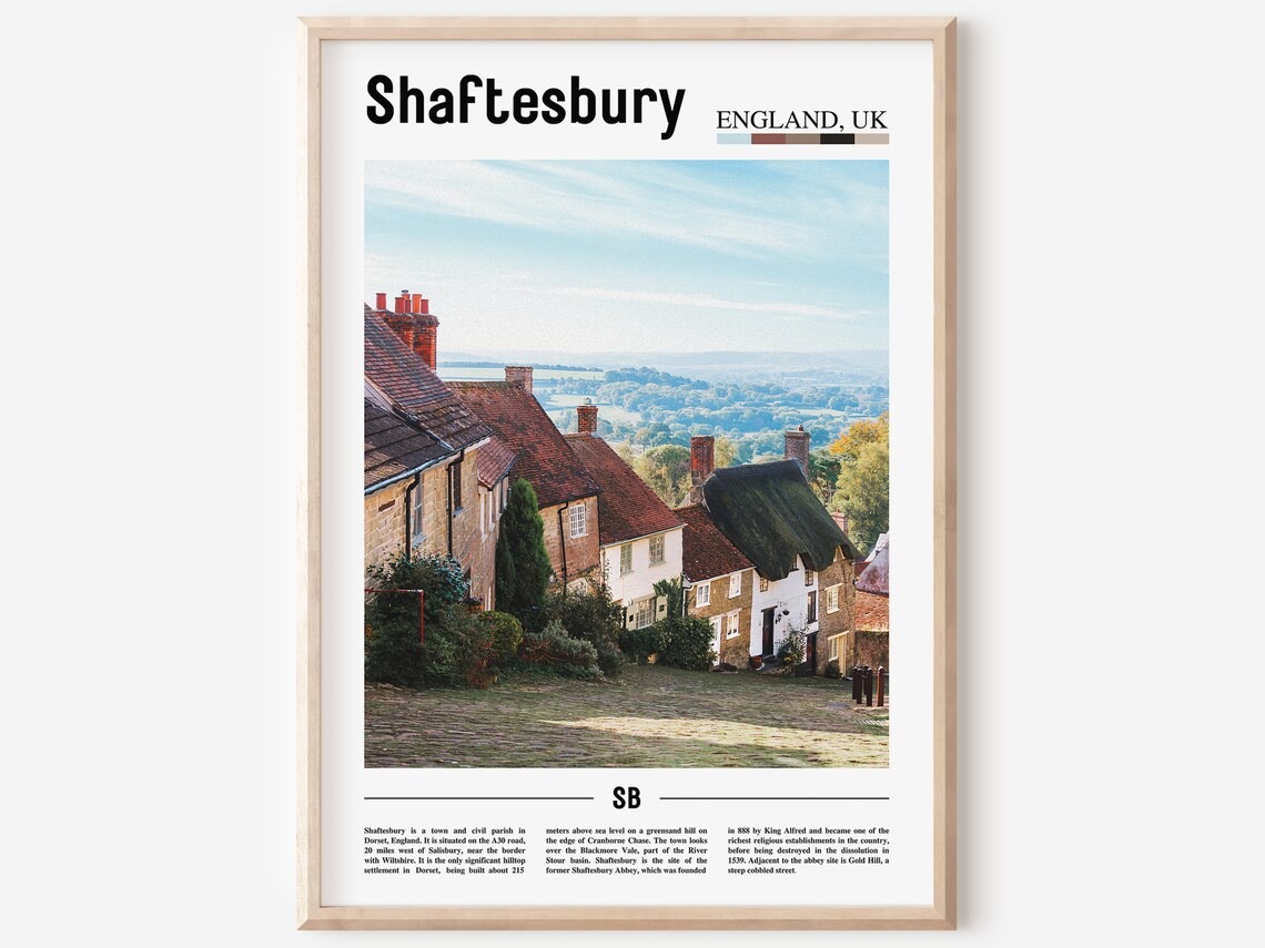 Shaftesbury England Gold Hill Cobbled Street Cottages Travel Poster