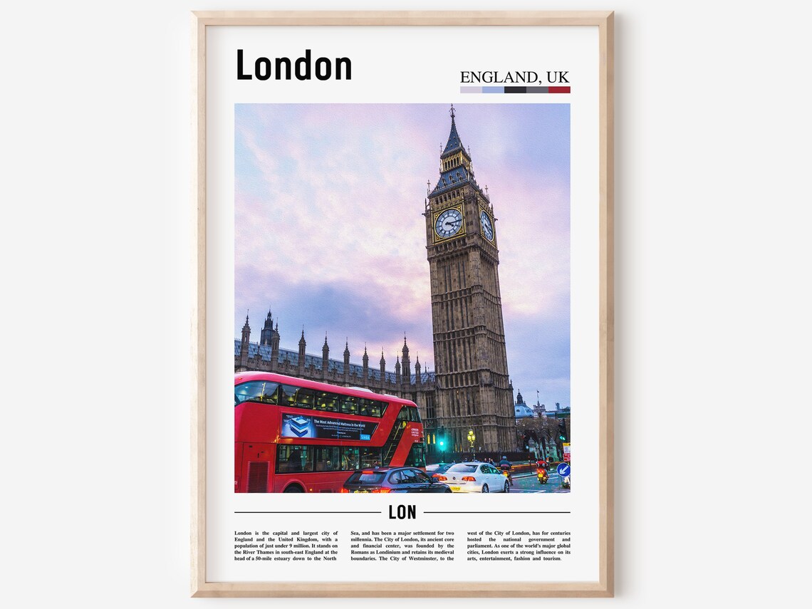 London Big Ben Red Bus England UK Landmark Poster Travel Photo