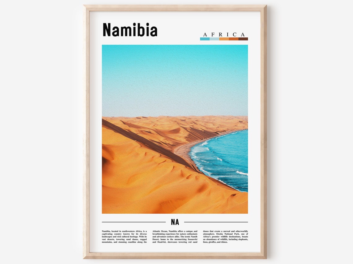 Namibia Africa Giant Dunes Meet Ocean Desert Coast Travel Poster