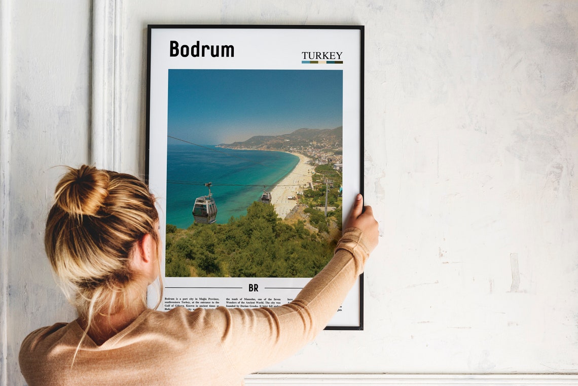 Bodrum Turkey Cable Car Poster Turquoise Coast Beach Aerial Travel - Image 2
