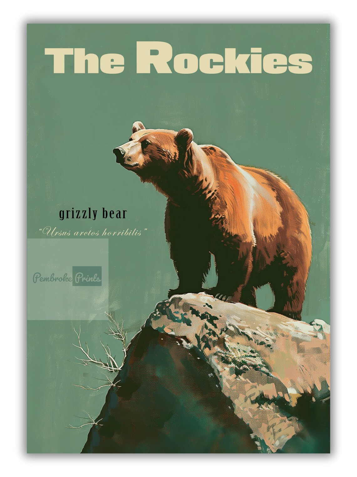 Vintage Grizzly Bear Travel Poster, Rocky Mountains - Image 3