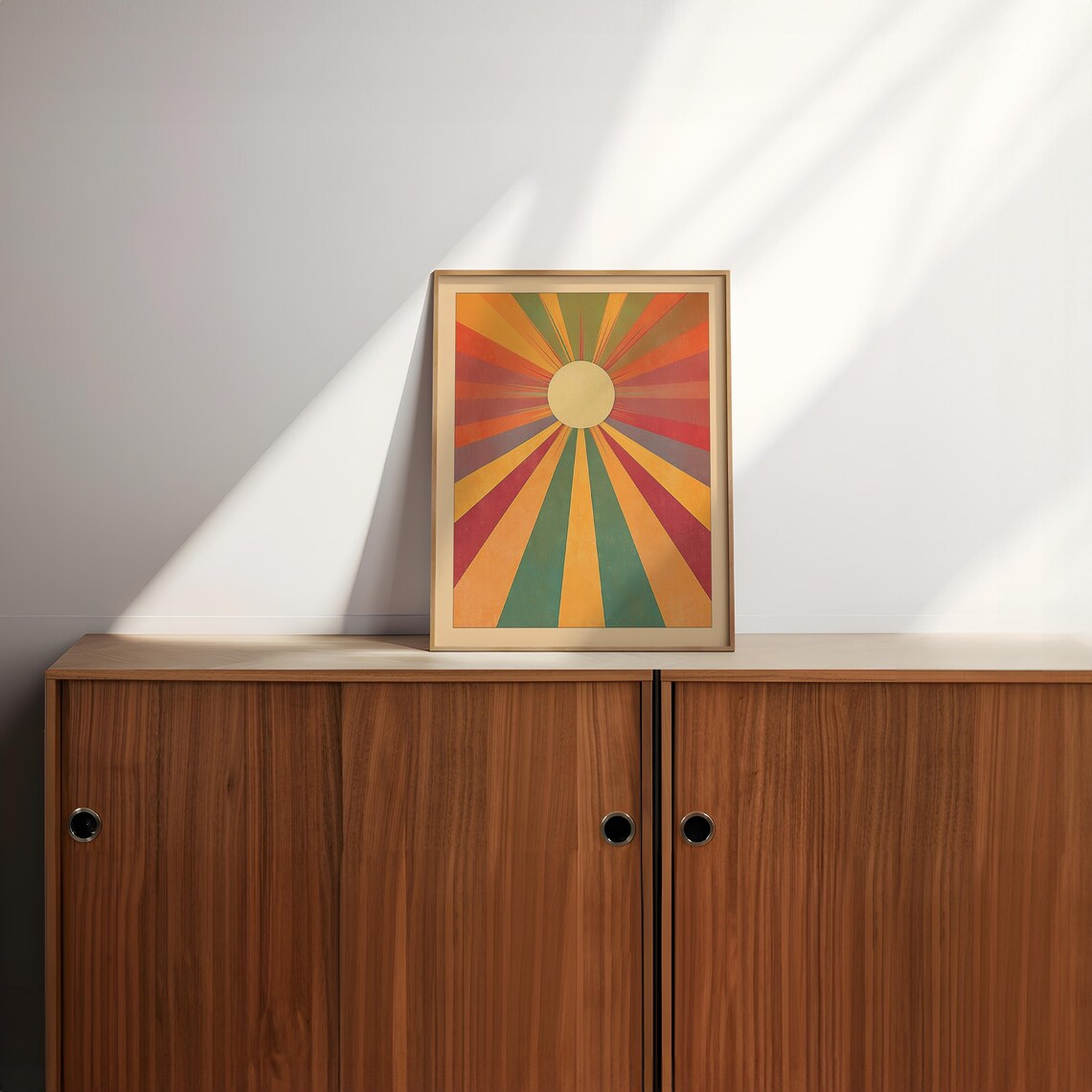 Vintage Boho Sun Art Print, Art Deco Folk Style - Image 2