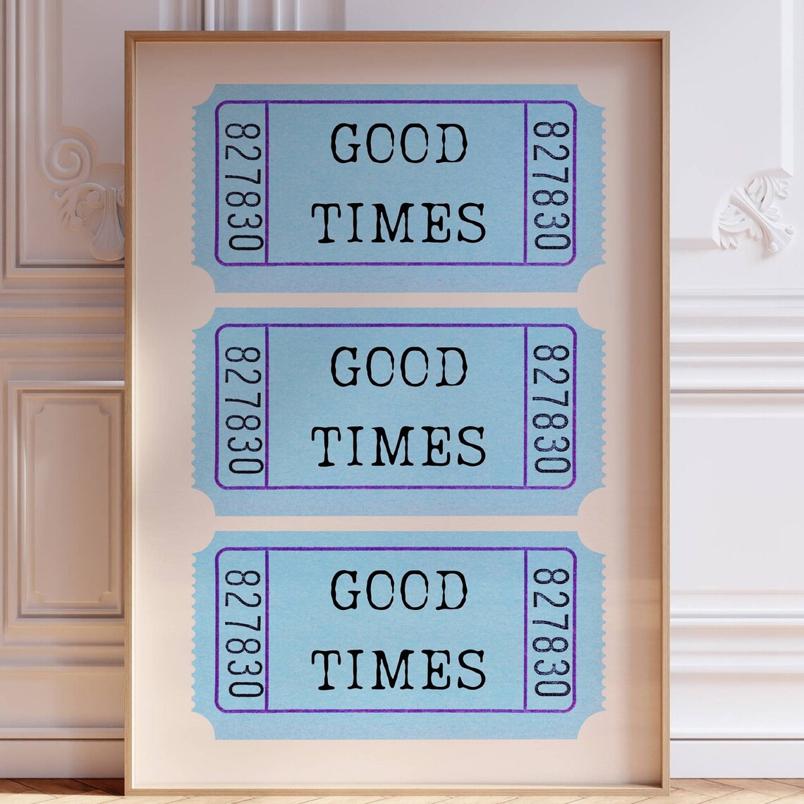 Blue Good Times Retro Movie Ticket Stub Nostalgic Wall Poster
