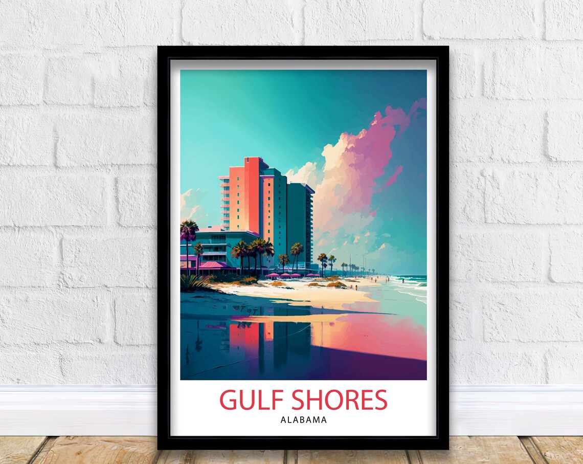 Gulf Shores Alabama Beachfront Hotel Palms Sunset Beach Poster