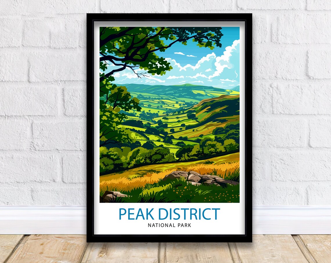 Peak District Travel Poster, UK Home Decor