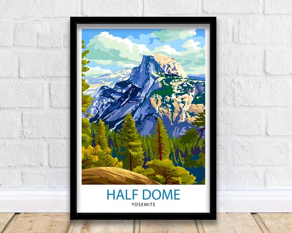 Half Dome Yosemite National Park Granite Cliff Pines Travel Poster