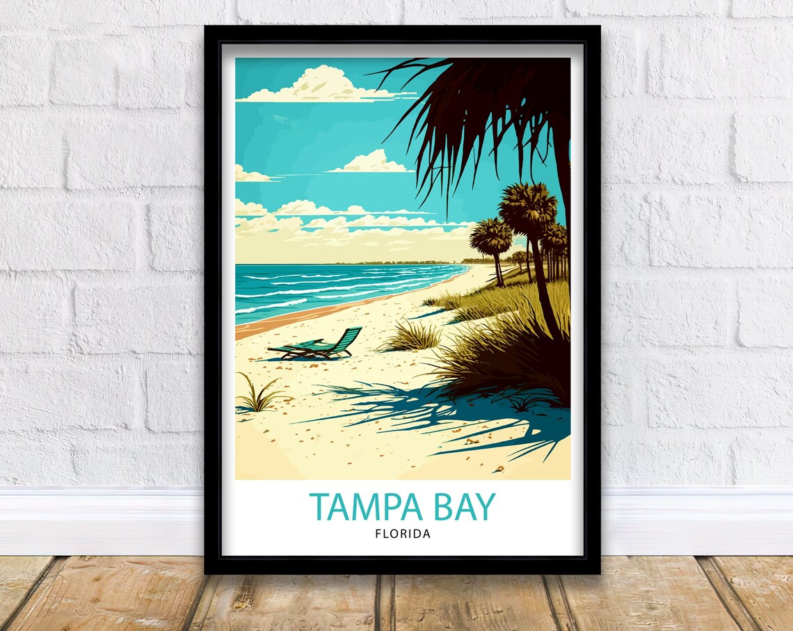 Tampa Bay Florida Retro Beach Palms Ocean View Summer Poster