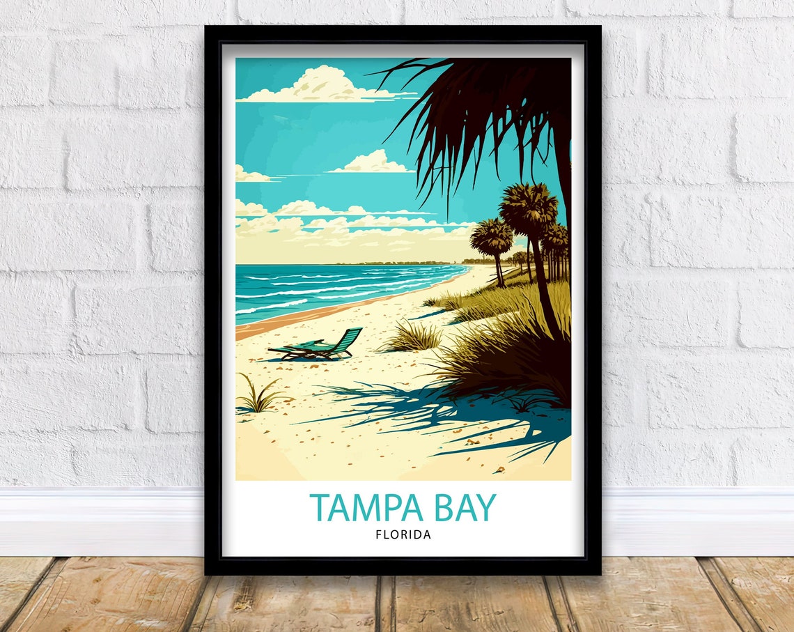 Tampa Bay Florida Travel Print Tampa Bay Wall Art Florida Poster Tampa Bay Illustration Travel Poster Gift For Tampa Bay Florida Home Decor