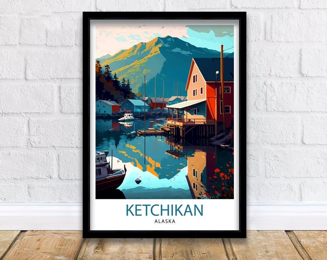 Ketchikan Alaska Coastal Travel Poster, Scenic Decor