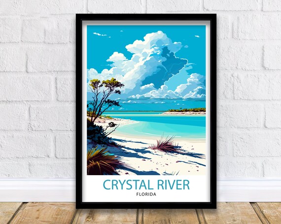 Crystal River Florida Clear Turquoise Water Vintage Travel Poster