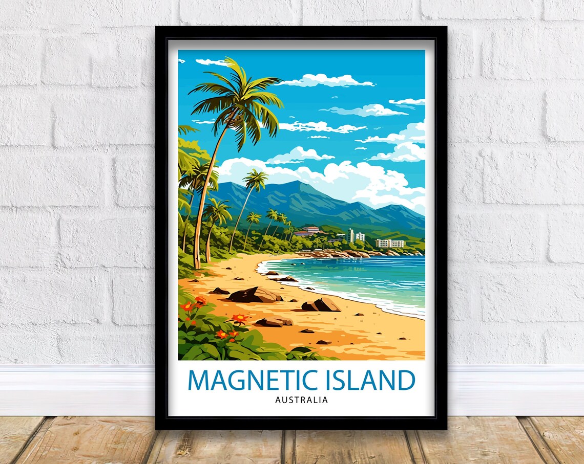 Magnetic Island Travel Poster, Tropical Island Art
