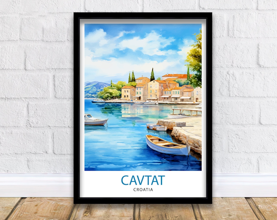 Cavtat Croatia Travel Poster, Europe Wall Decor