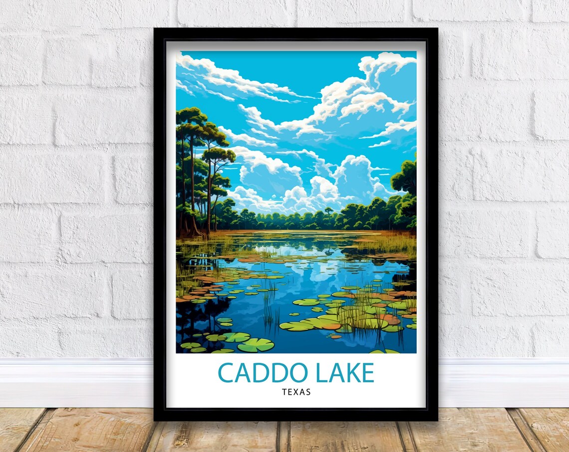 Caddo Lake Texas Cypress Trees Lily Pad Water Art Travel Poster