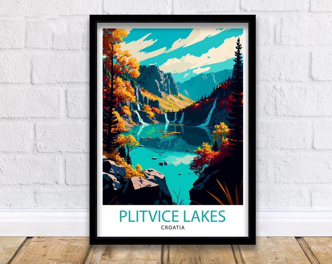 Plitvice Lakes Croatia National Park Waterfalls Autumn Art Poster