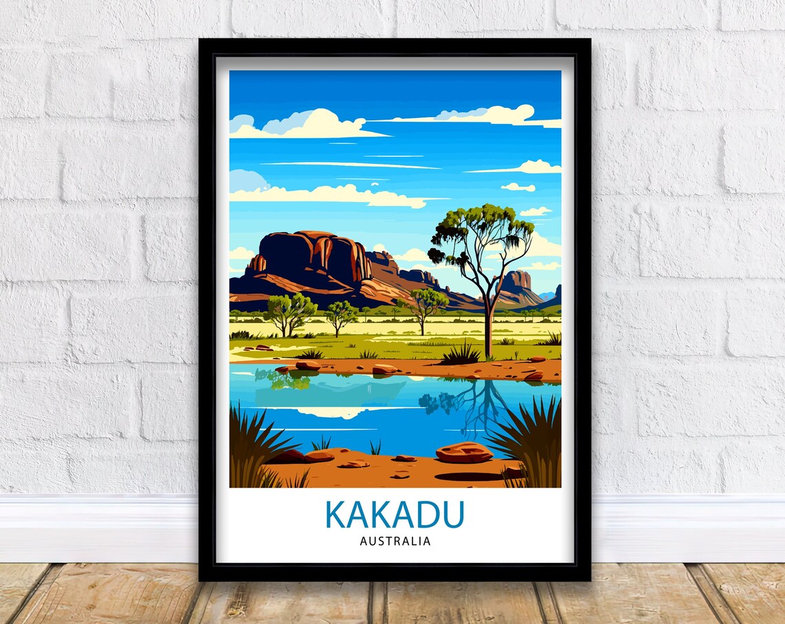 Kakadu Australia Outback Billabong Red Rock Escarpment Poster