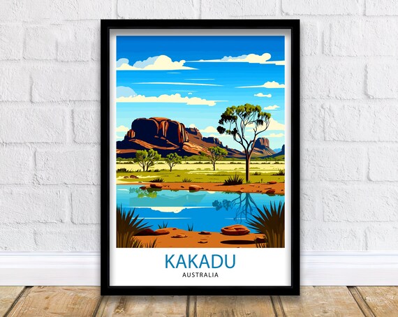 Kakadu Australia Outback Billabong Red Rock Escarpment Poster