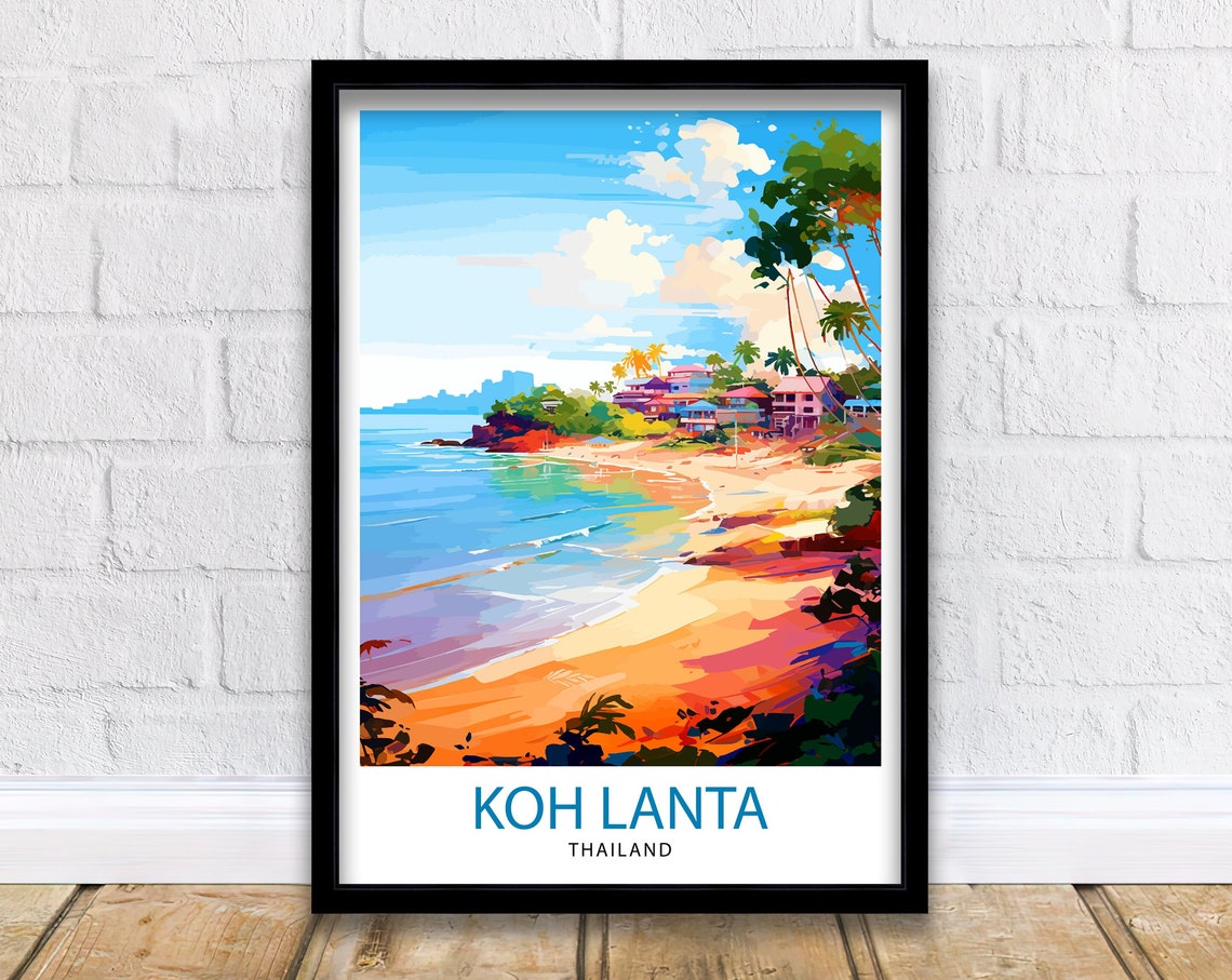 Koh Lanta Thailand Travel Print Tropical Island Wall Decor Koh Lanta Poster Thailand Travel Prints Beach Art Print Koh Lanta Illustration