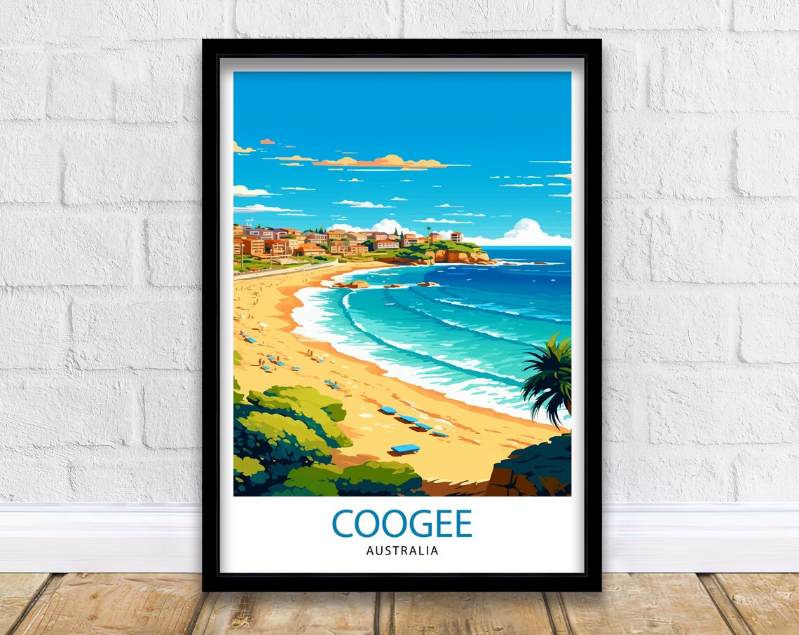 Coogee Australia Travel Poster, Coastal Wall Decor