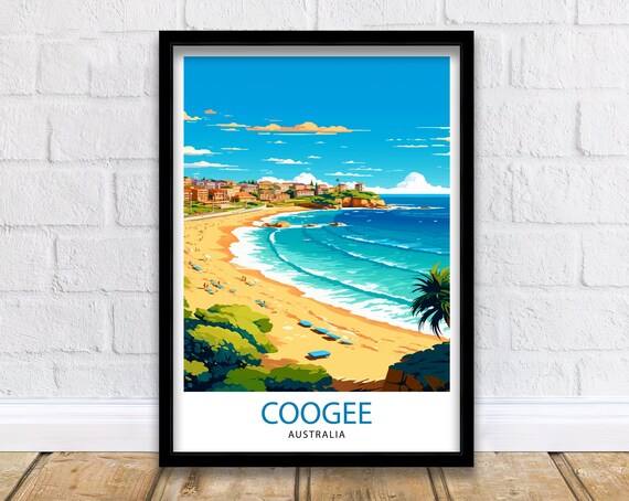 Coogee Australia Travel Poster, Coastal Wall Decor
