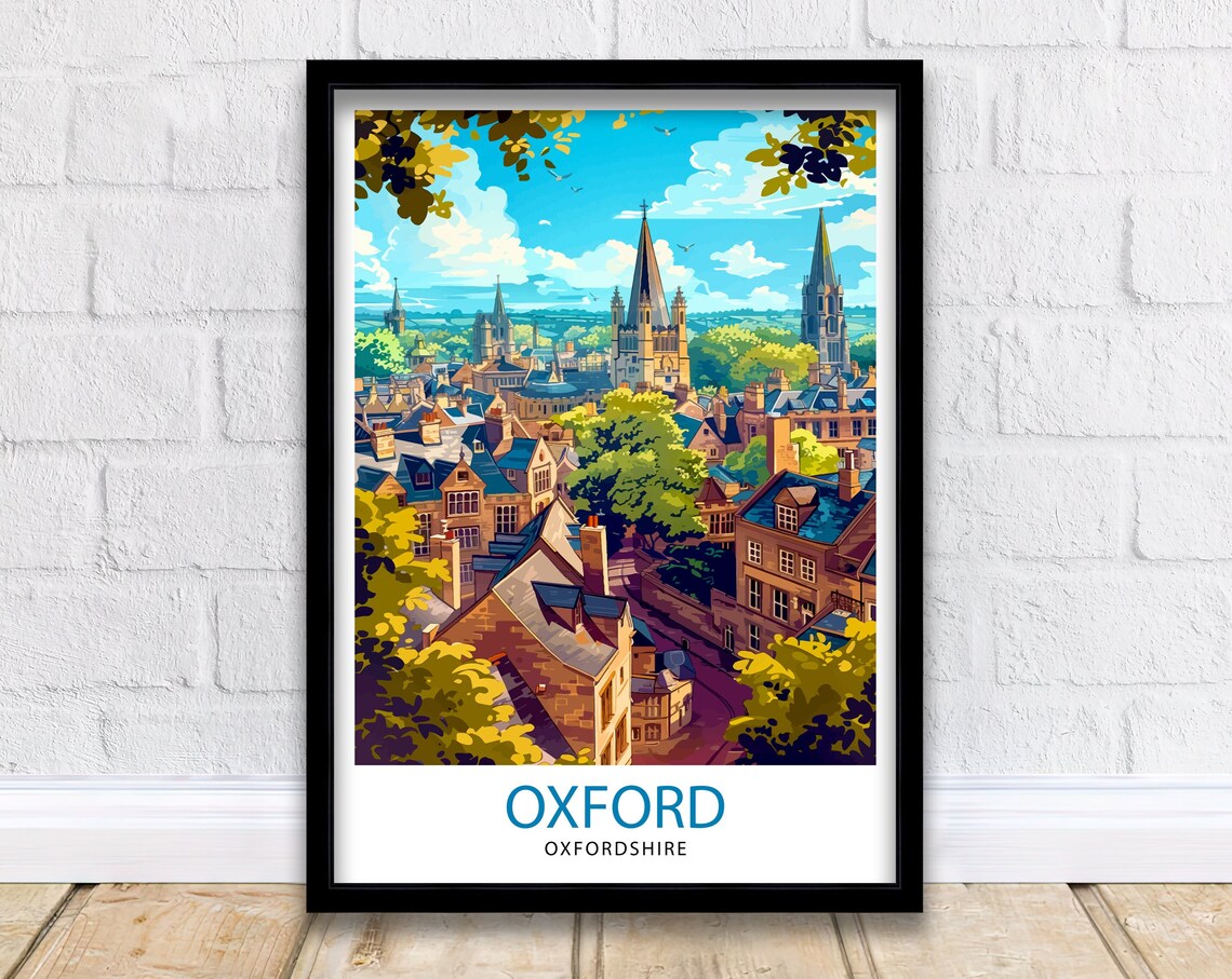 Oxford Oxfordshire Dreaming Spires University Rooftop Poster