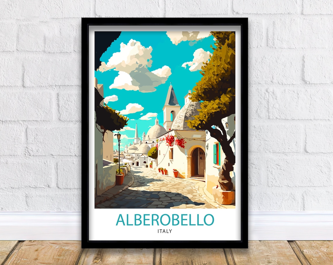 Alberobello Italy Travel Poster, Italy Illustration