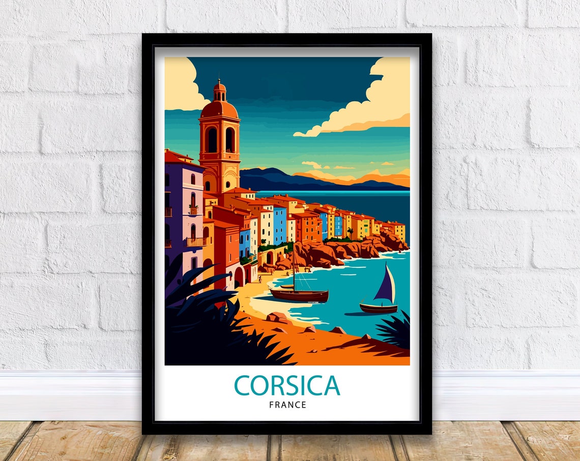 Corsica France Travel Print Corsica Wall Art Corsica Home Decor Corsica Illustration Travel Poster Corsica Gift France Home Decor