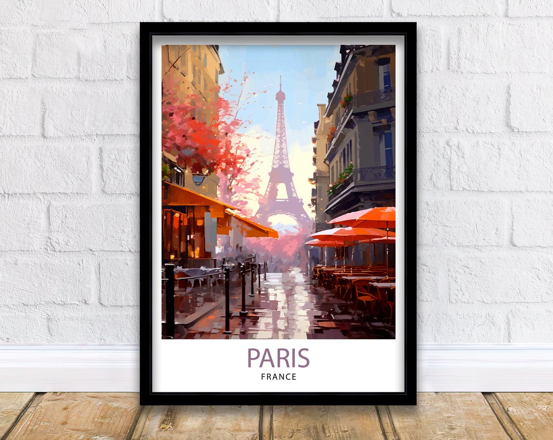 Paris France Travel Print Paris Wall Art Eiffel Tower Art France Travel Poster Paris Home Decor French Illustration Parisian Art Print