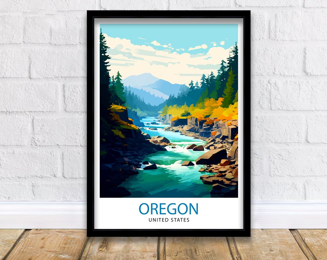 Oregon US Travel Poster, State Art Print
