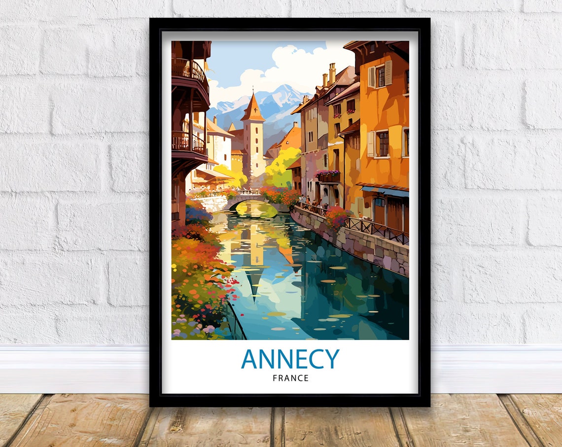 Annecy France Travel Print Annecy Wall Decor Annecy Poster French Travel Prints Annecy Art Print Annecy Illustration Annecy Wall Art