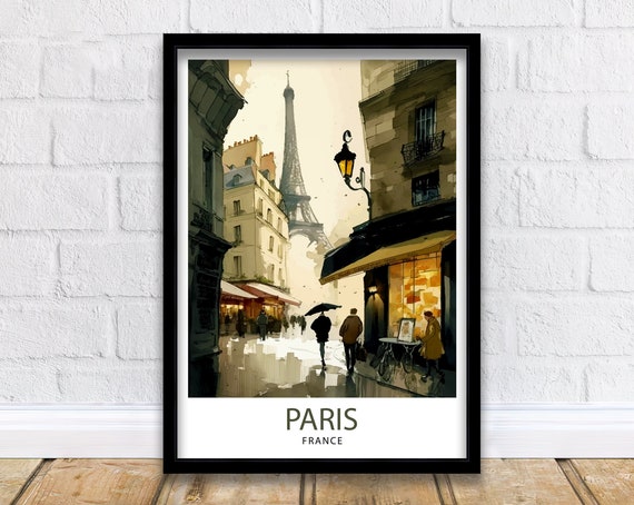 Paris France Vintage Travel Poster, France Decor