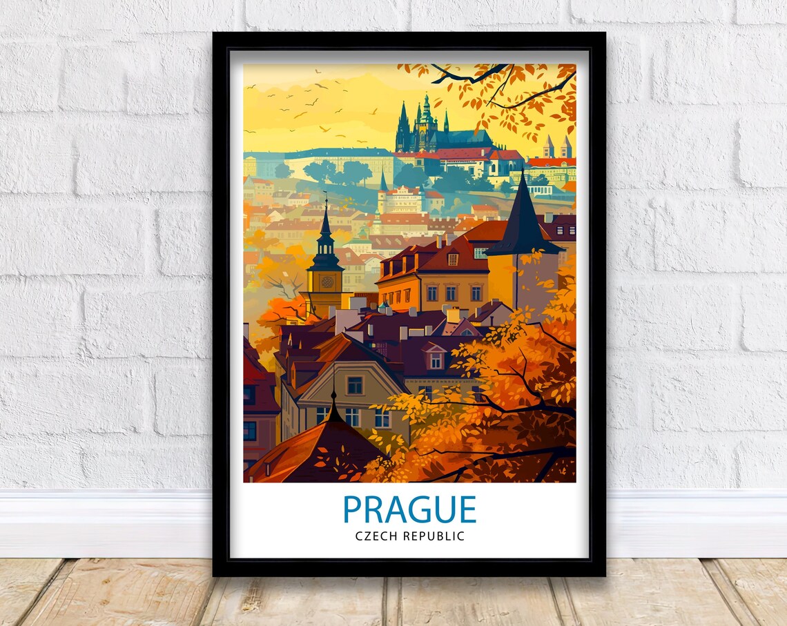 Prague, Czech Republic Vintage Travel Poster Print