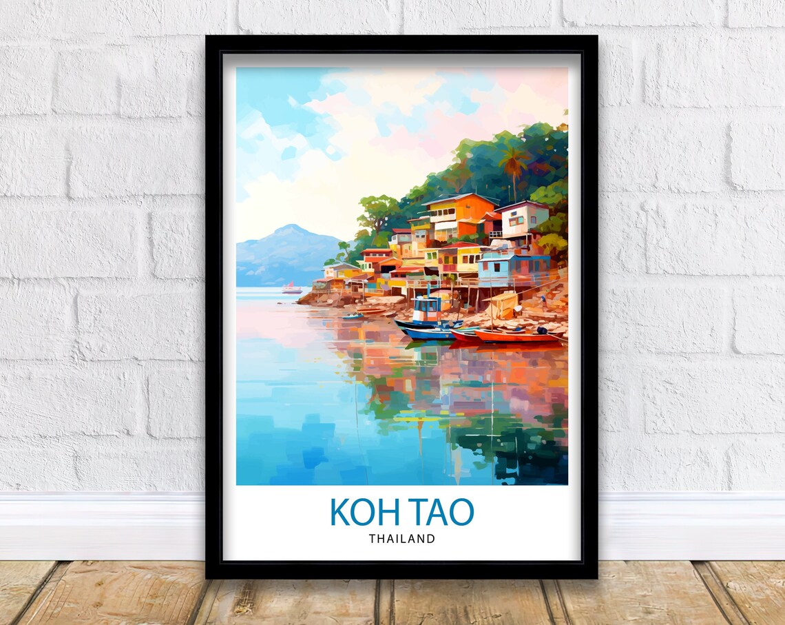 Koh Tao Thailand Tropical Island Fishing Village Bay Travel Poster