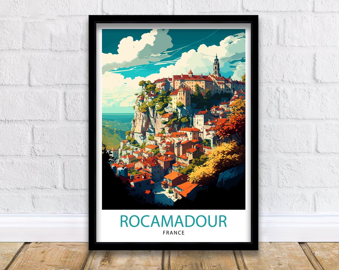 Rocamadour France Travel Print Wall Decor Home Living Decor France Illustration Travel Poster Gift For France Home Decor