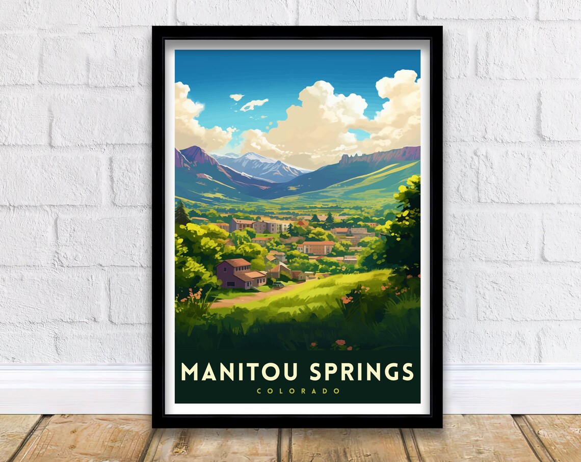 Manitou Springs Colorado Foothill Town Green Valley Scene Poster - Image 3