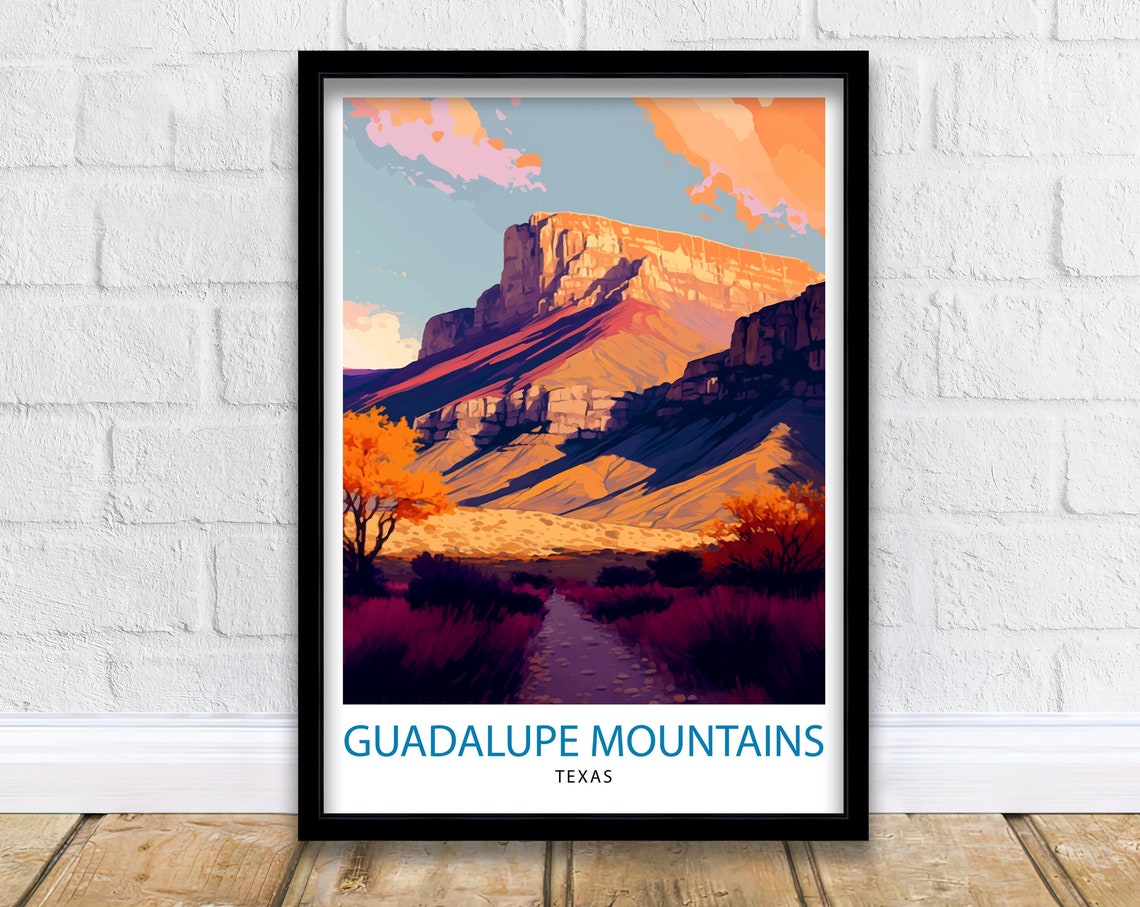 Guadalupe Mountains Texas Desert Mesa Sunset Landscape Poster