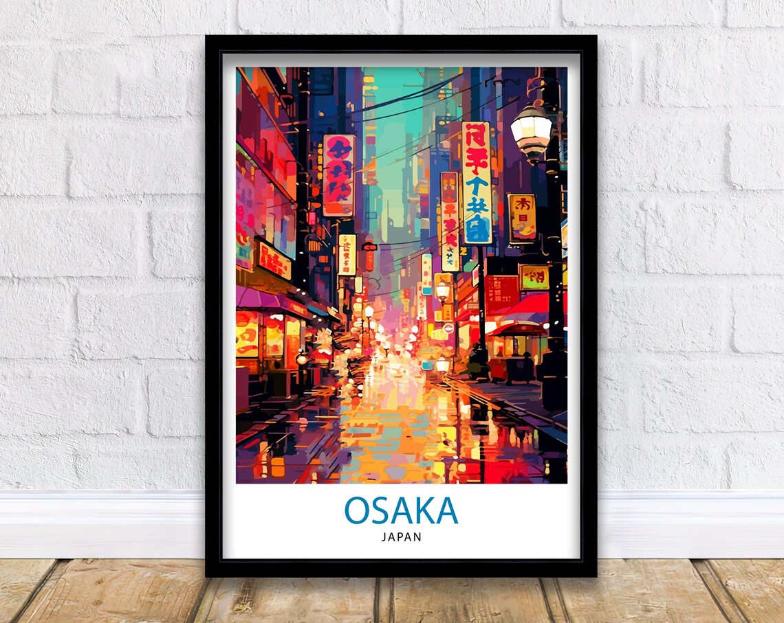 Osaka Japan Travel Poster, Cityscape Art Print