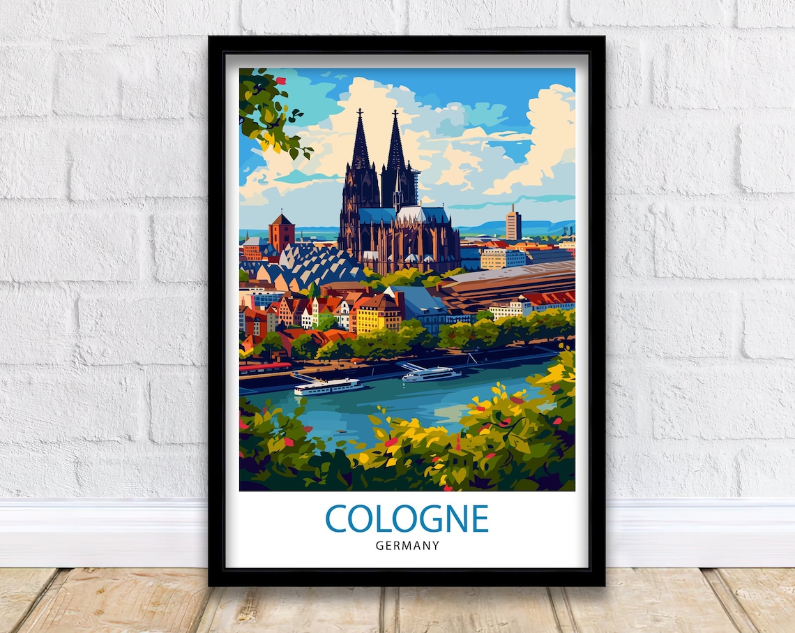 Cologne Germany Travel Poster, Home Living Decor