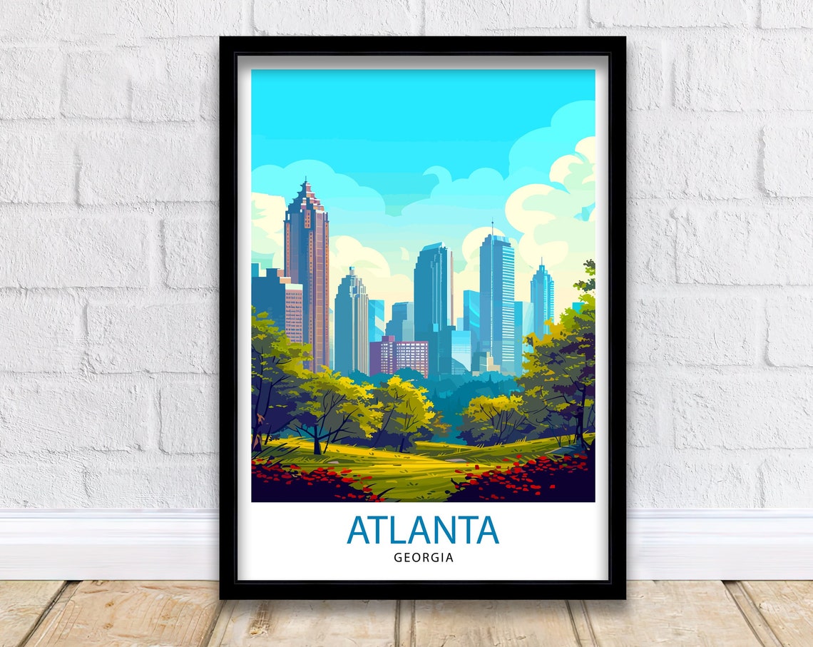 Atlanta Travel Print Atlanta Wall Decor Atlanta Home Living Decor Atlanta Illustration Travel Poster Gift For Atlanta Georgia Home Decor