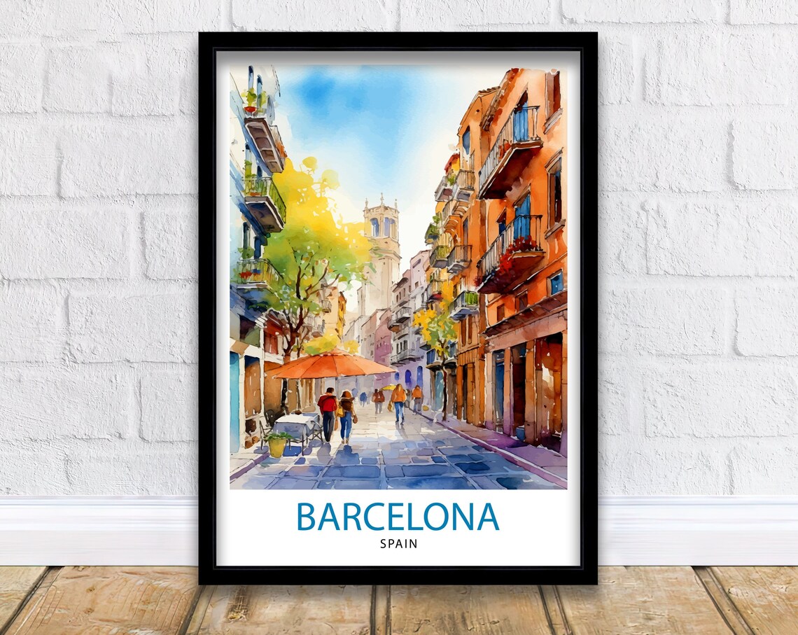 Barcelona Spain Travel Poster, Europe Wall Decor