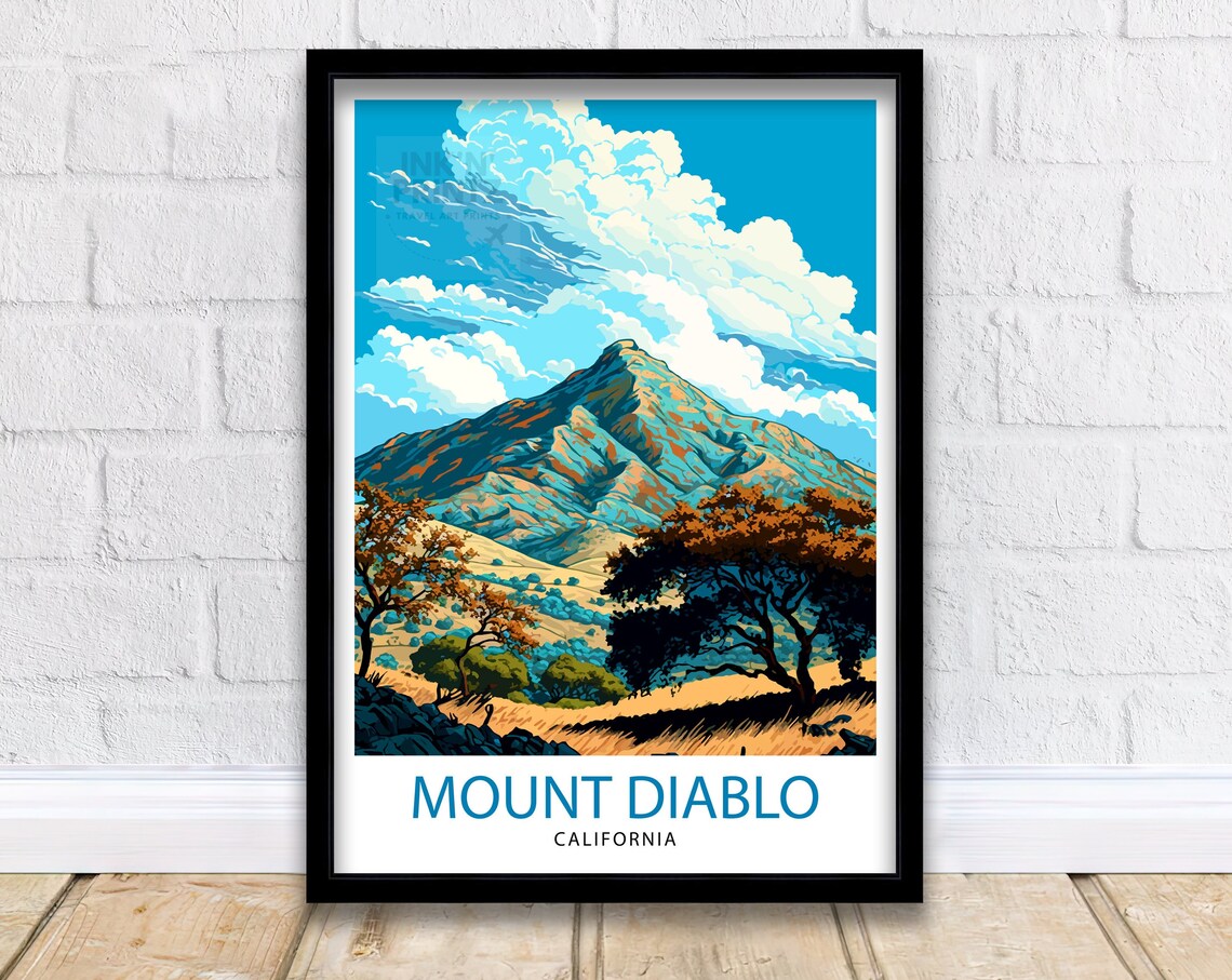 Mount Diablo California Peak Oaks Dramatic Clouds Travel Poster
