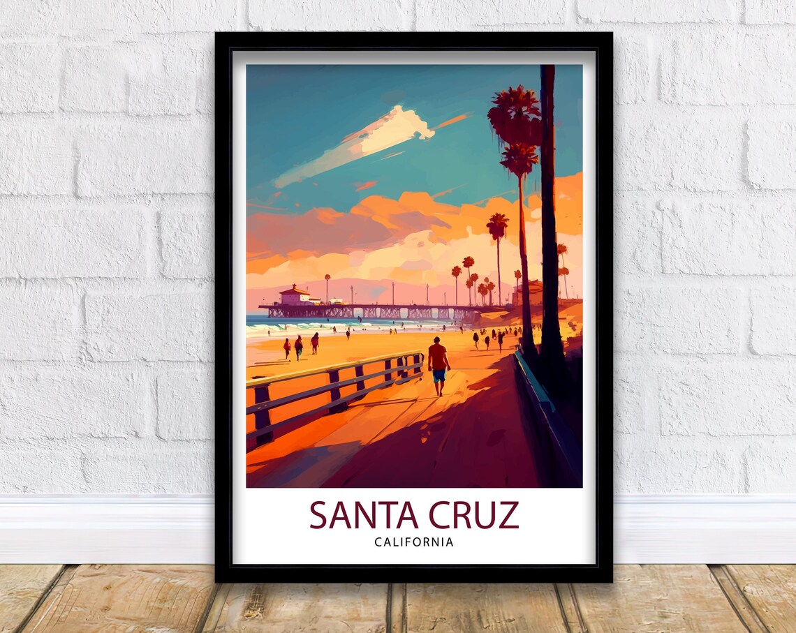 Santa Cruz California Travel Poster, Home Decor