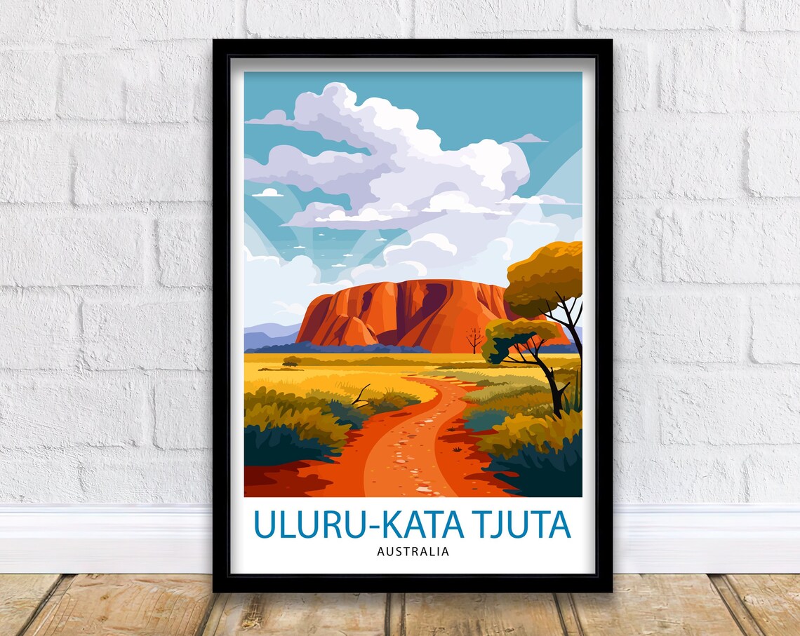 Uluru Kata Tjuta Australia Red Rock Desert Road Outback Travel Poster