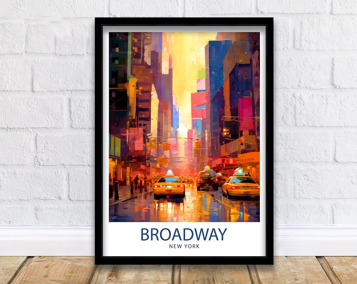 Broadway New York City Travel Poster, Wall Decor