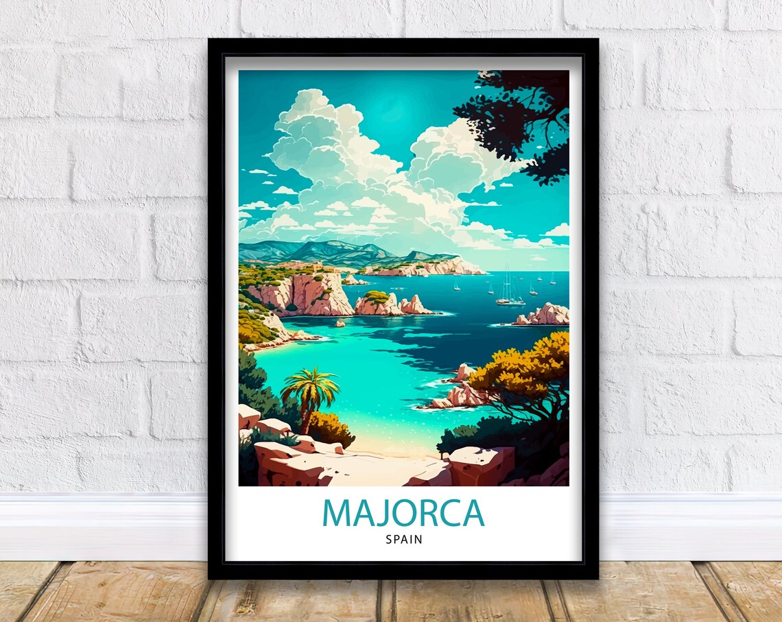 Majorca Spain Travel Poster, Home Living Decor