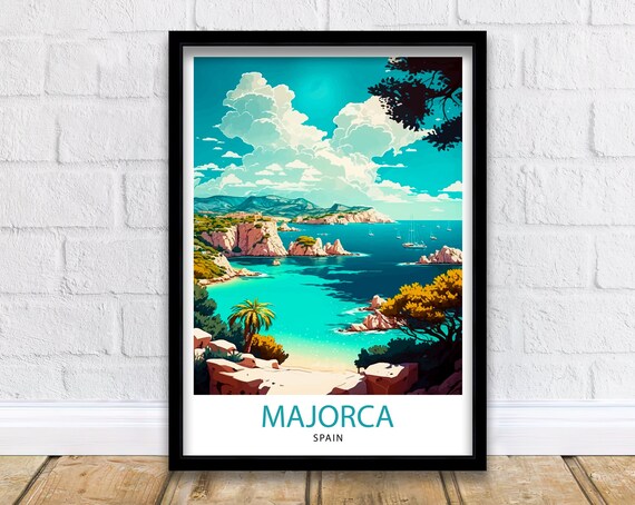 Majorca Spain Travel Poster, Home Living Decor