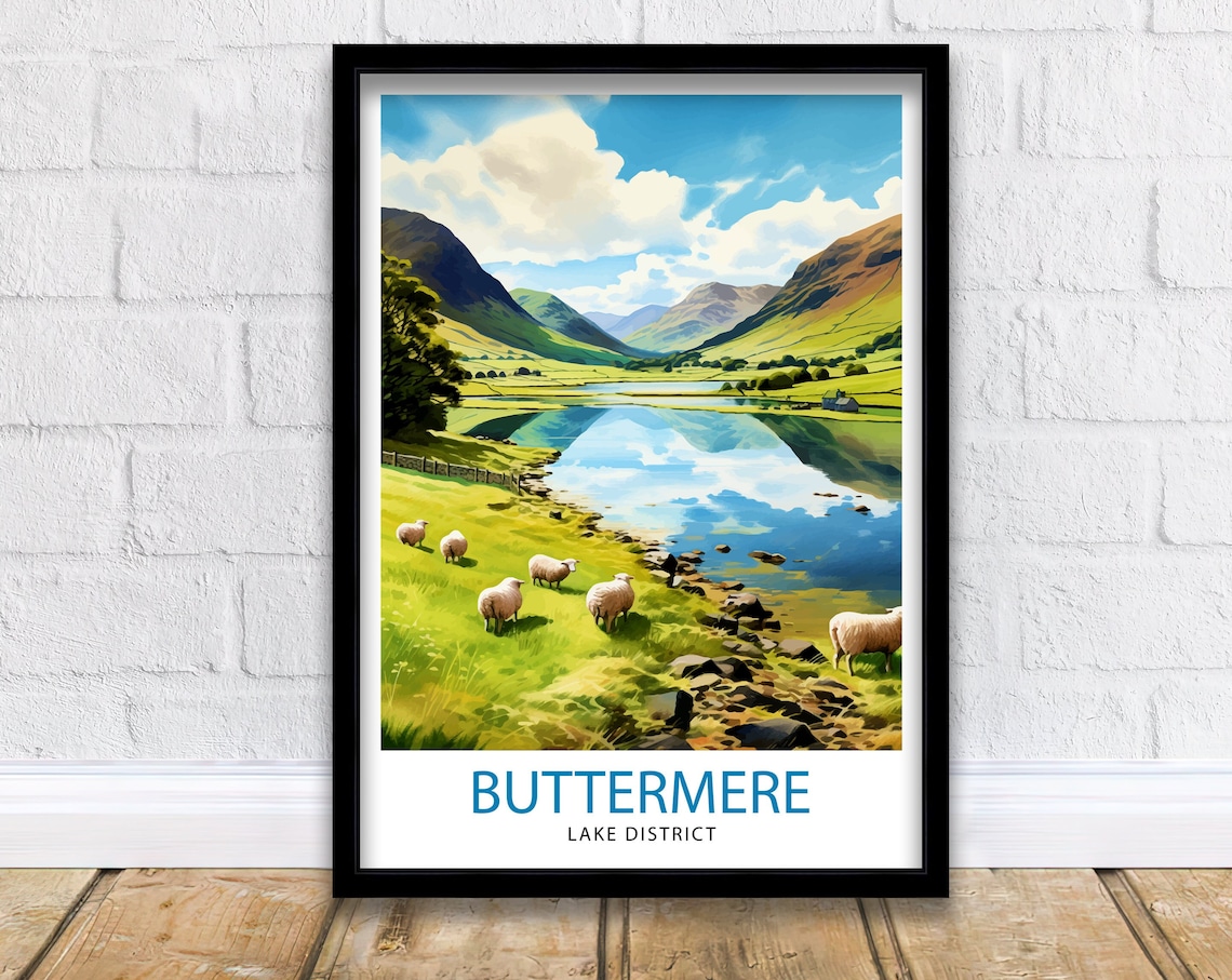 Buttermere Lake District Travel Poster, Wall Decor