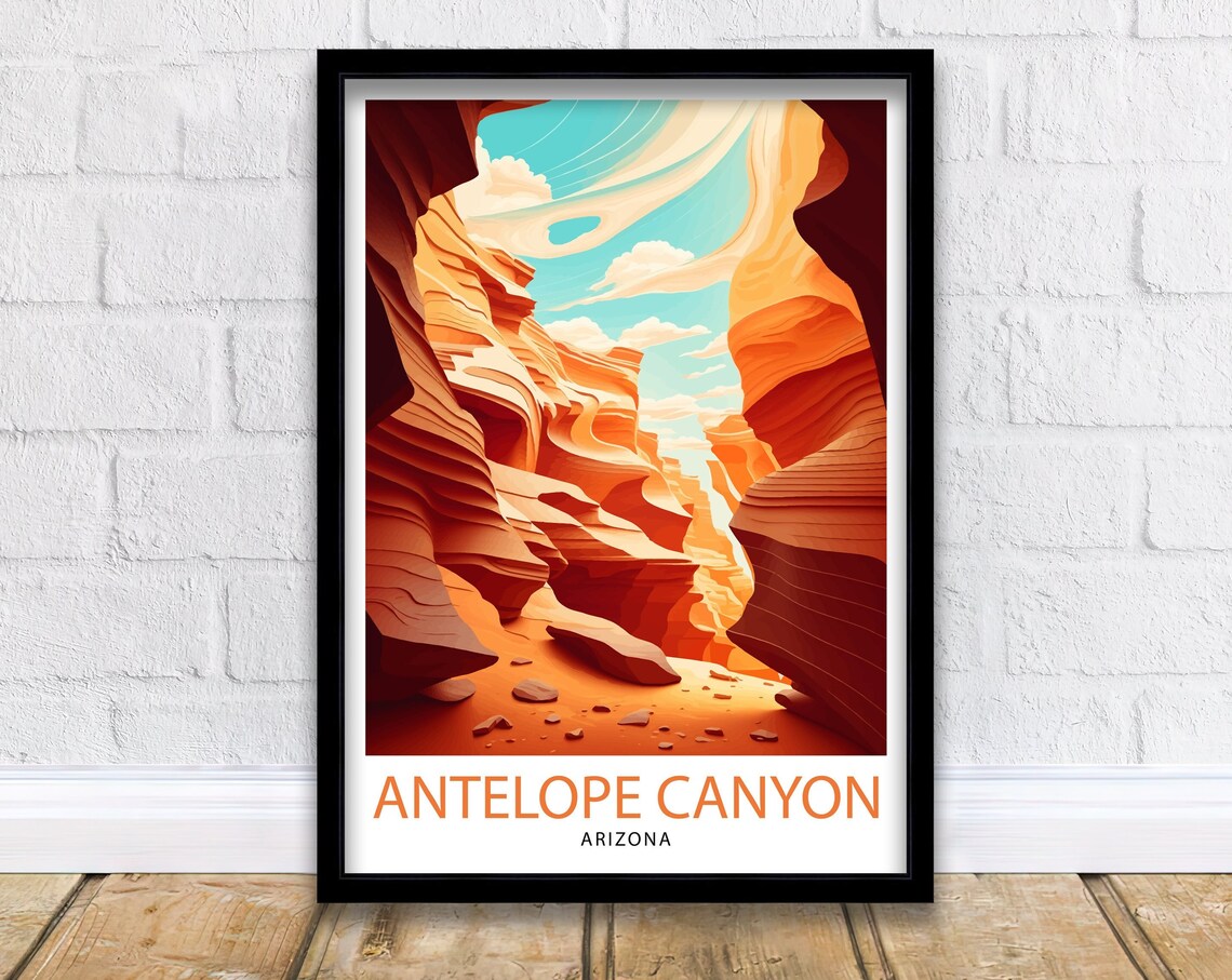 Antelope Canyon Arizona Travel Poster, Wall Art Decor